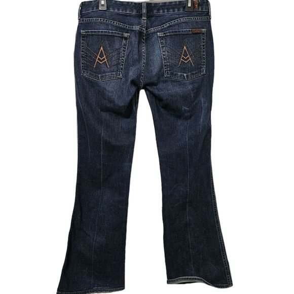 7 For All Mankind A-Pocket Flare Jeans Women's 32 (34x31.5) Low Rise Denim GUC - Picture 1 of 9
